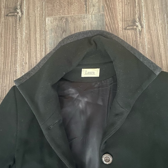 Full length black and charcoal winter coat - Picture 3 of 5